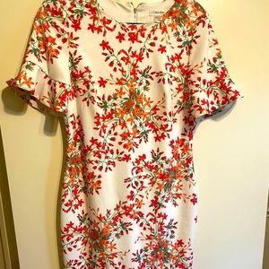 Size 8, Calvin Klein floral shift dress, GUC